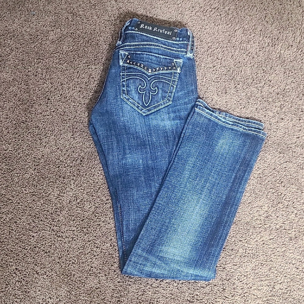 Rock Revival Women's Dark Blue Straight Cut Jeans